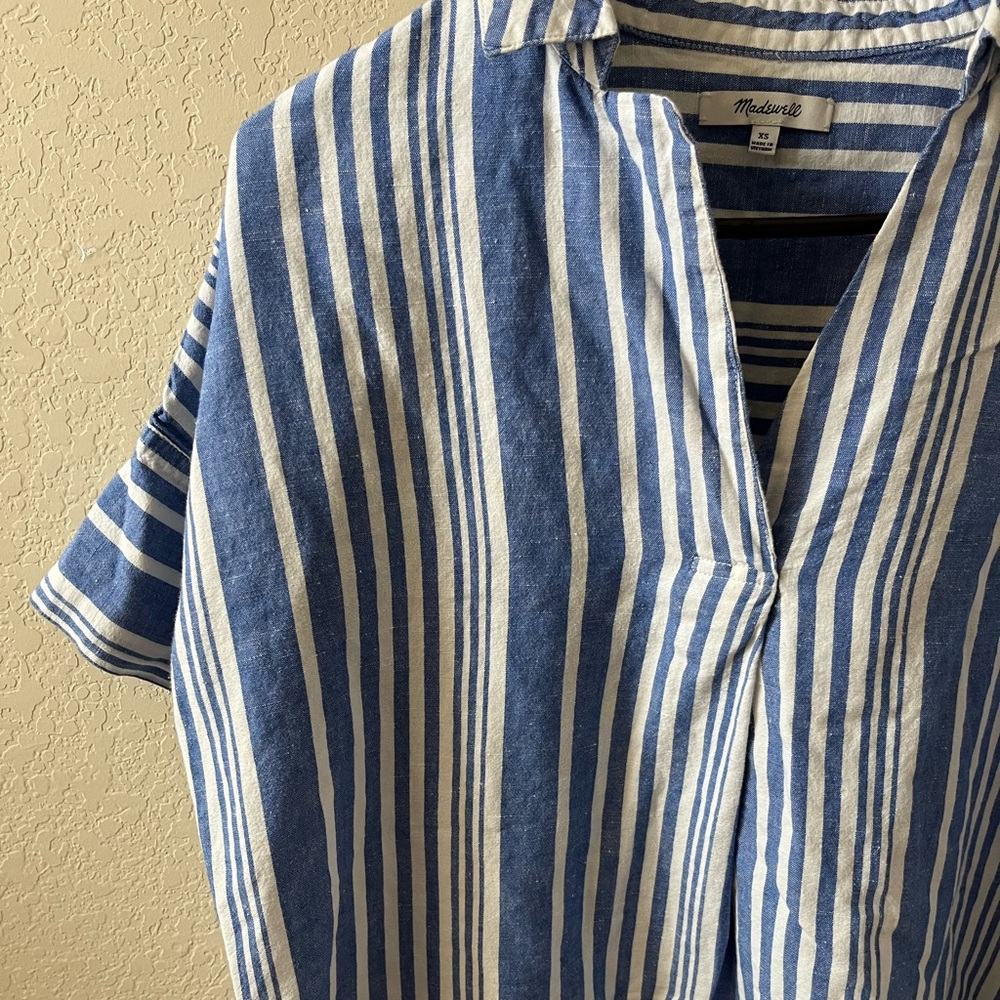Madewell Women’s Courier Button-Back Shirt XS Hinsdale Stripe Blue White Top - Picture 6 of 13